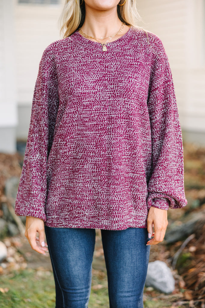 The Slouchy Burgundy Red Bubble Sleeve Sweater – Shop the Mint