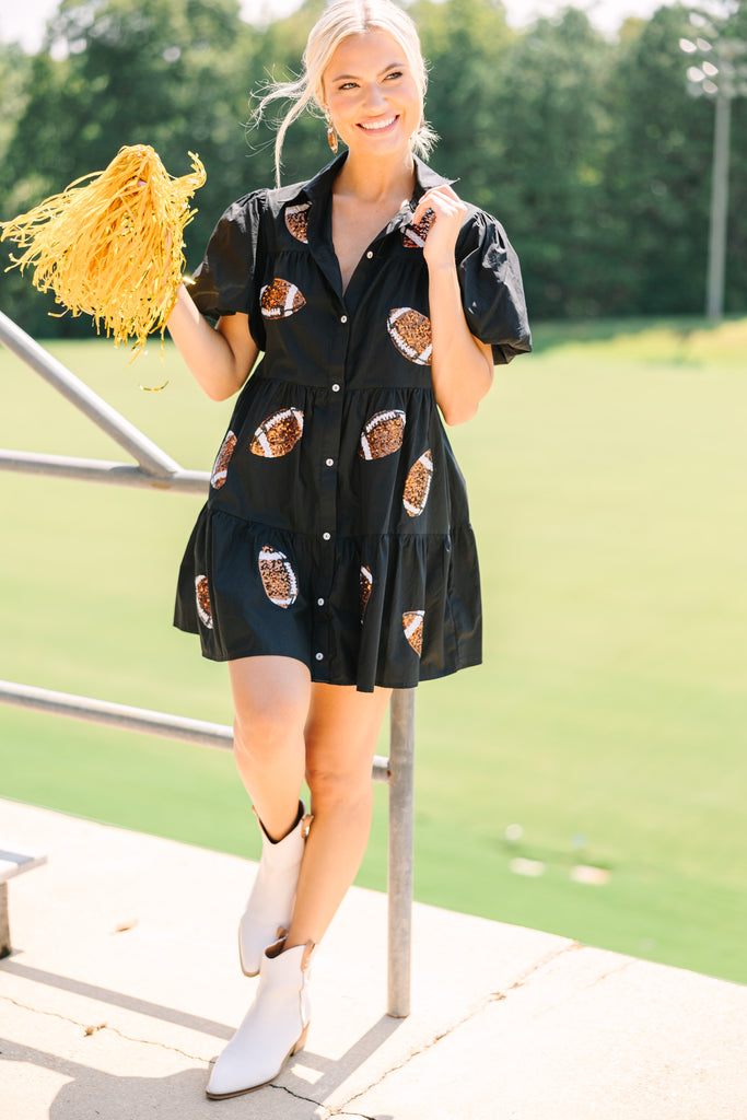 black football sequin dress Touchdown Black Sequin Football Dress Shop the Mint