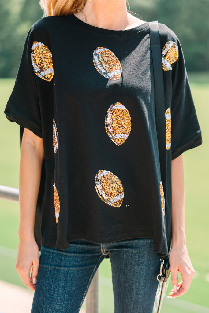 Sequin Football Top - Black curated on LTK