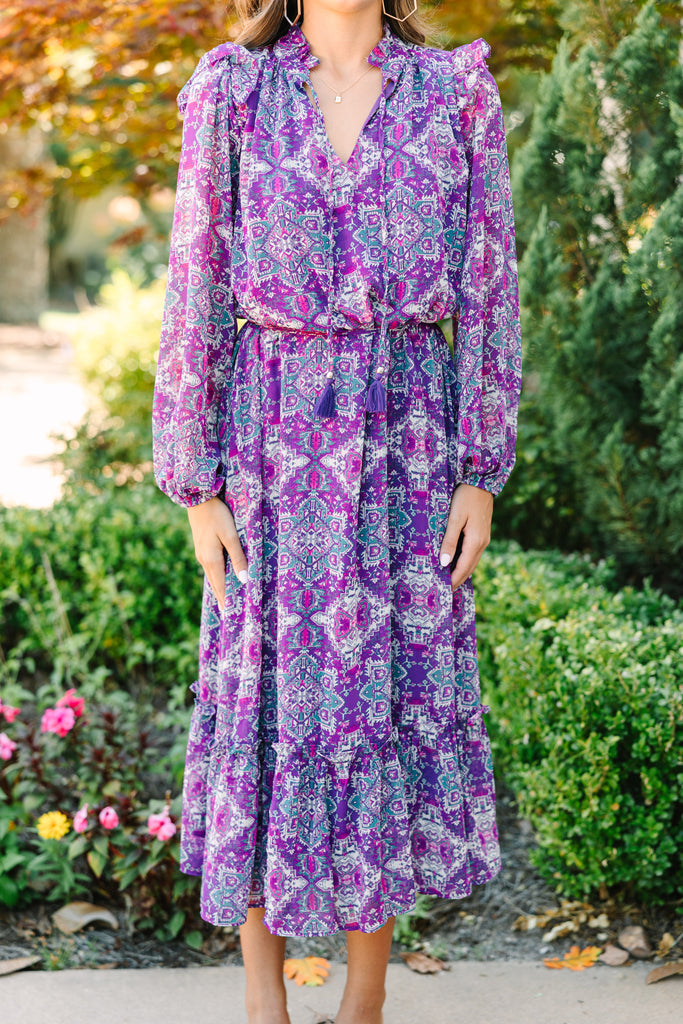 Fate: Find Your Love Plum Purple Floral Midi Dress – Shop