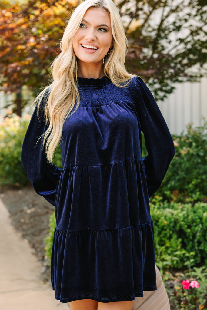 Come On Over Navy Blue Velvet Babydoll Dress Shop the Mint Come On Over Navy Blue Velvet Babydoll Dress Shop the Mint
