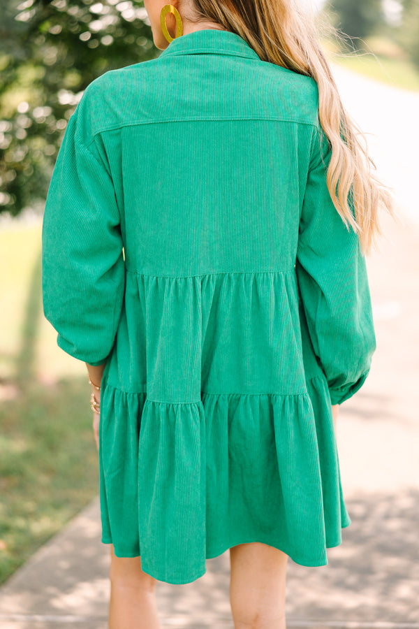Give It Your All Green Corduroy Babydoll Dress