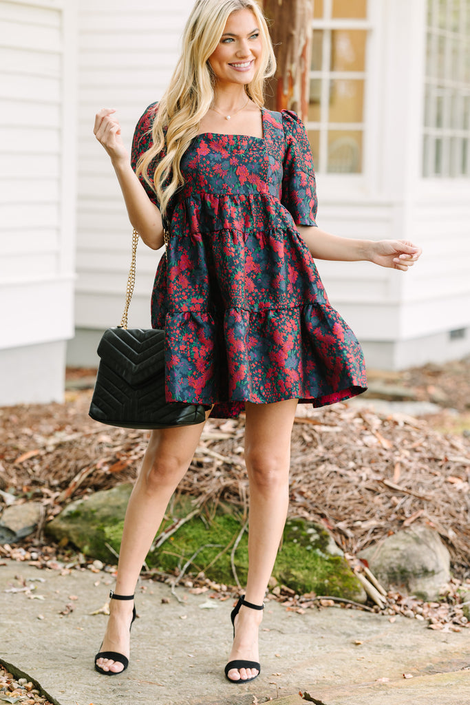 navy blue dress with red flowers navy blue dress with red flowers