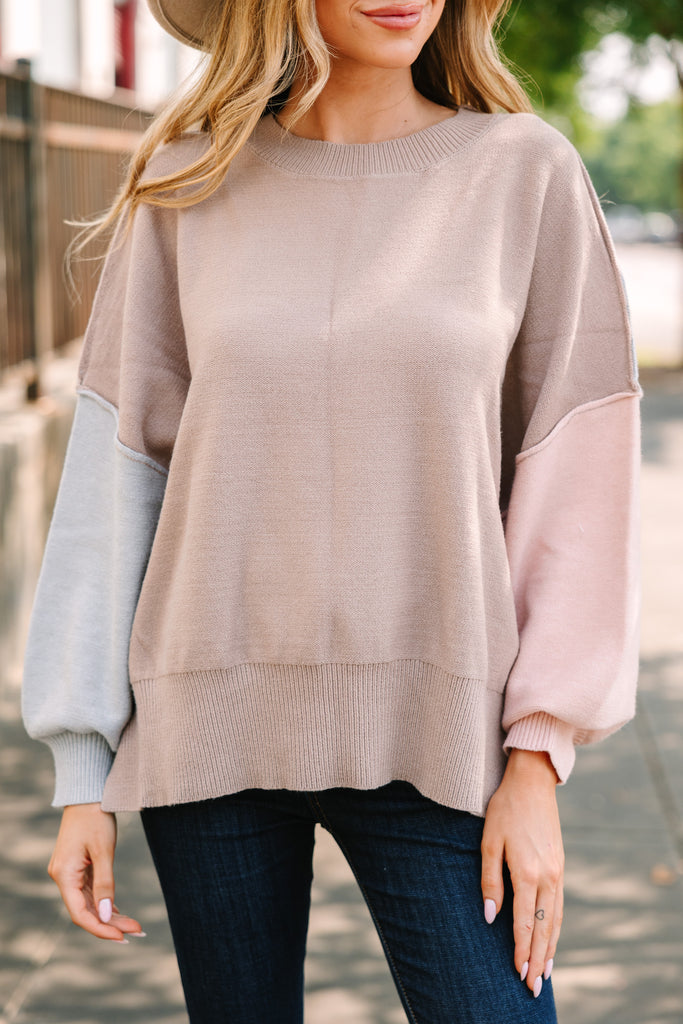 Looking Good Gray Mocha Colorblock Sweater – Shop the Mint