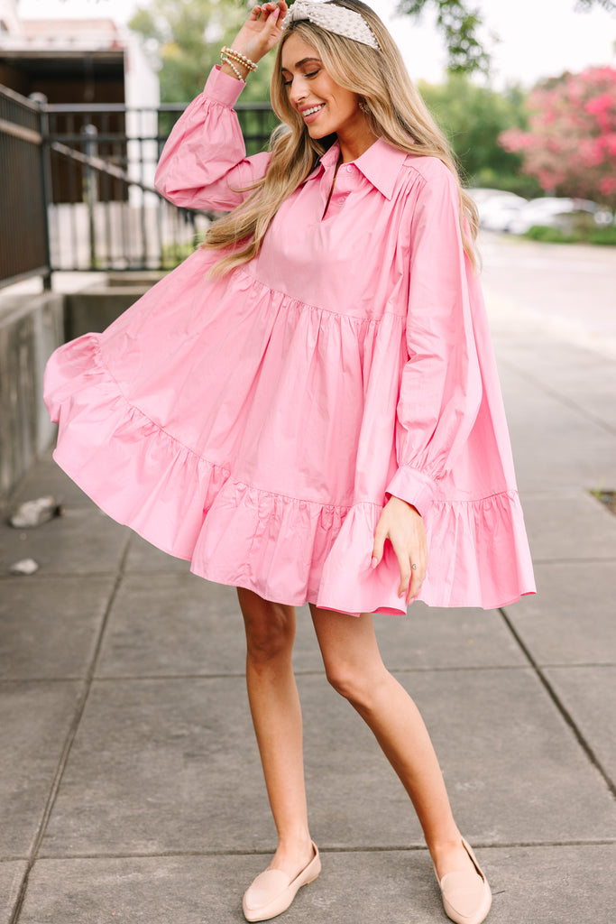 pink collared babydoll dress Vintage 60s 70s Nannette Baby Dress Pink Babydoll Pinafore Peter Pan Collar