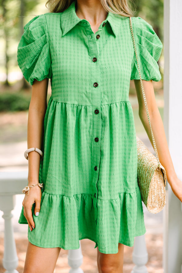 Something To See Green Babydoll Dress