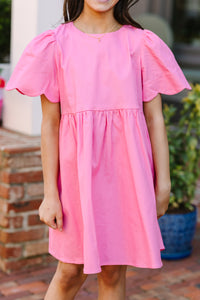 Girls: Time Goes By Pink Scalloped Dress