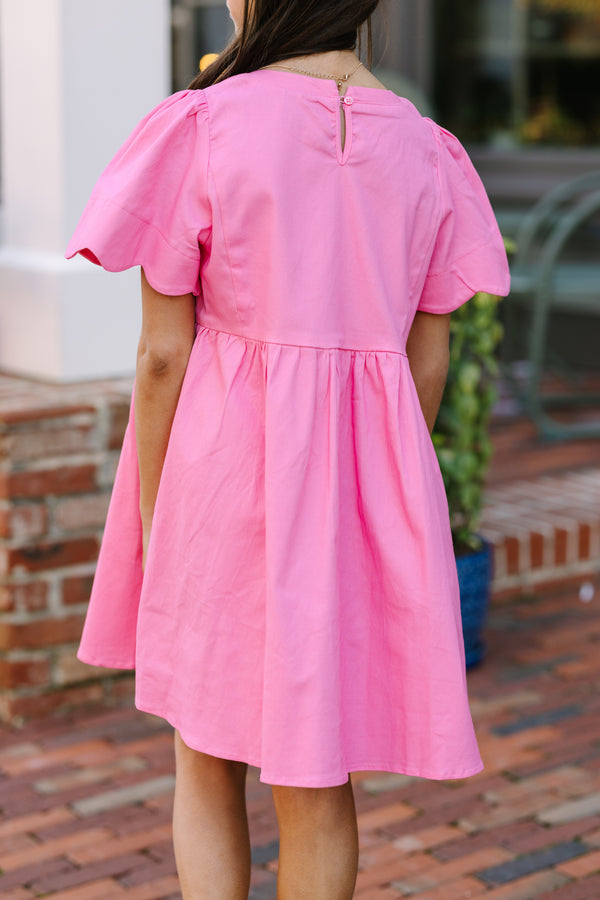 Girls: Time Goes By Pink Scalloped Dress