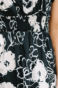 Sugarlips: Call On Me Black Floral Midi Dress