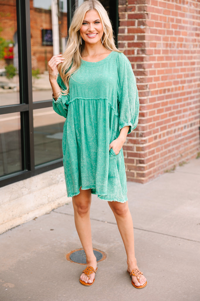 Taking It Easy Green Babydoll Dress Shop the Mint