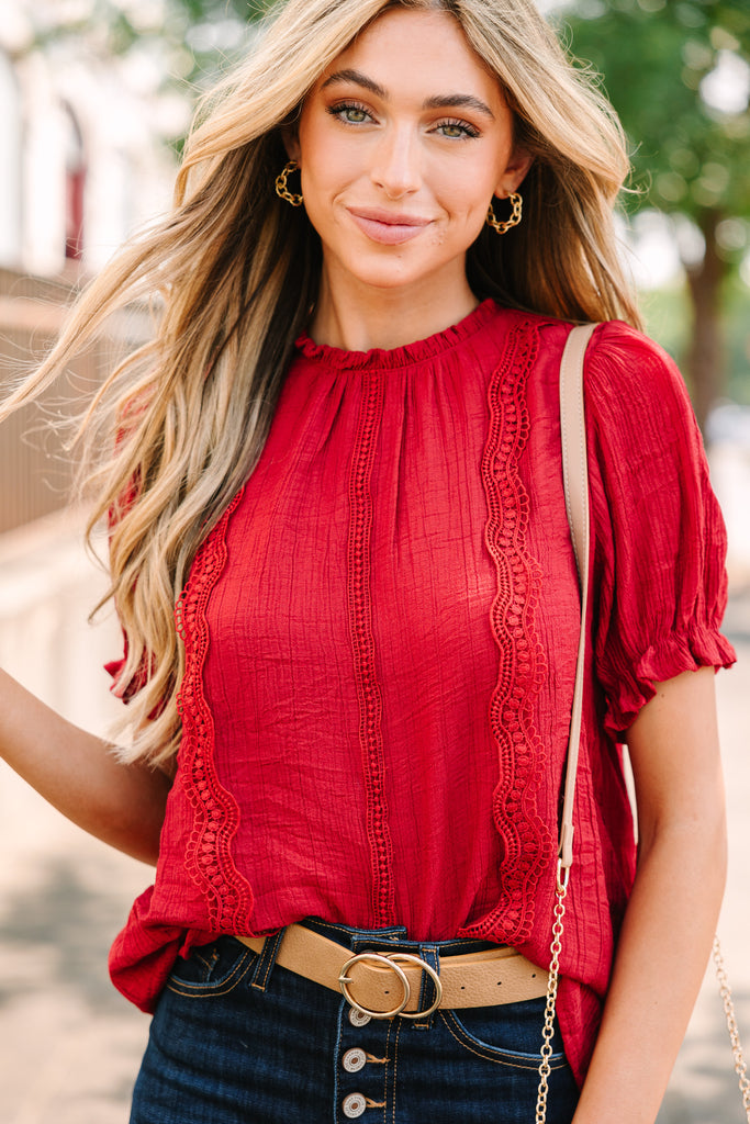 Red by BKE Off The Shoulder Top