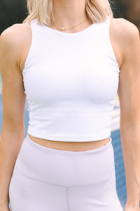 Call On You White Cropped Tank