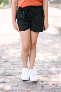 Girls: Everyday Happiness Black Linen Shorts