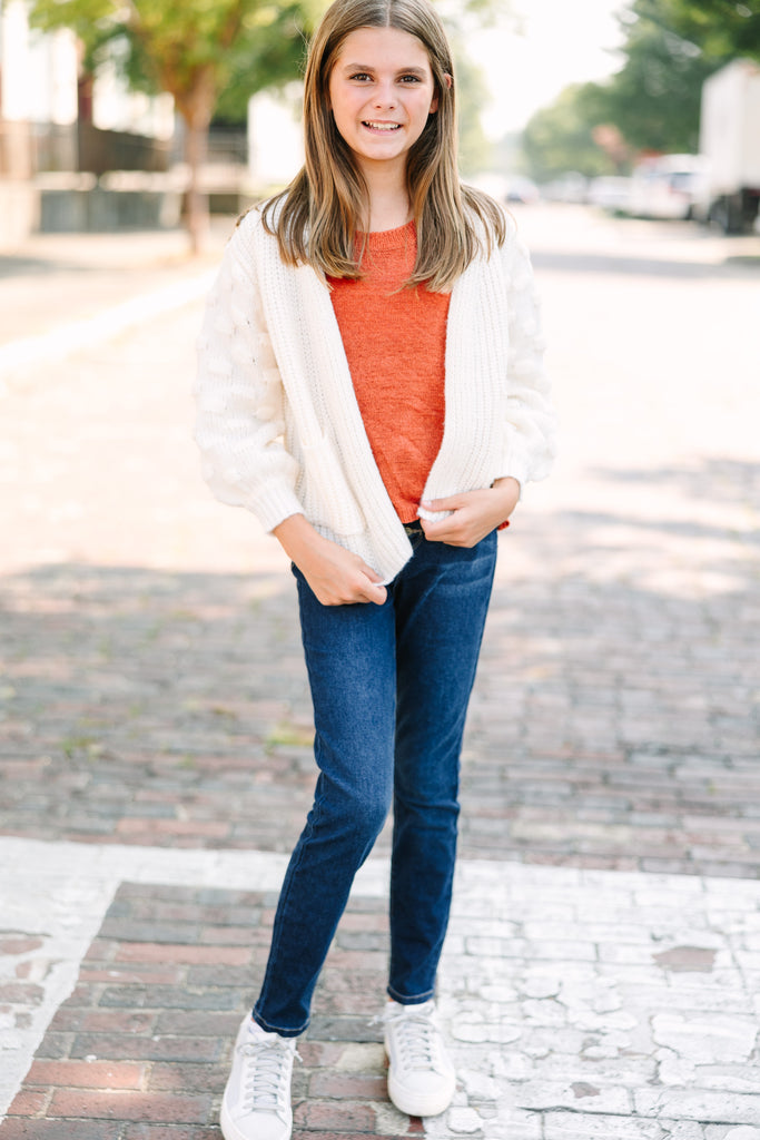 Girls: Make Your Day Ivory White Pompom Cardigan – Shop the Mint
