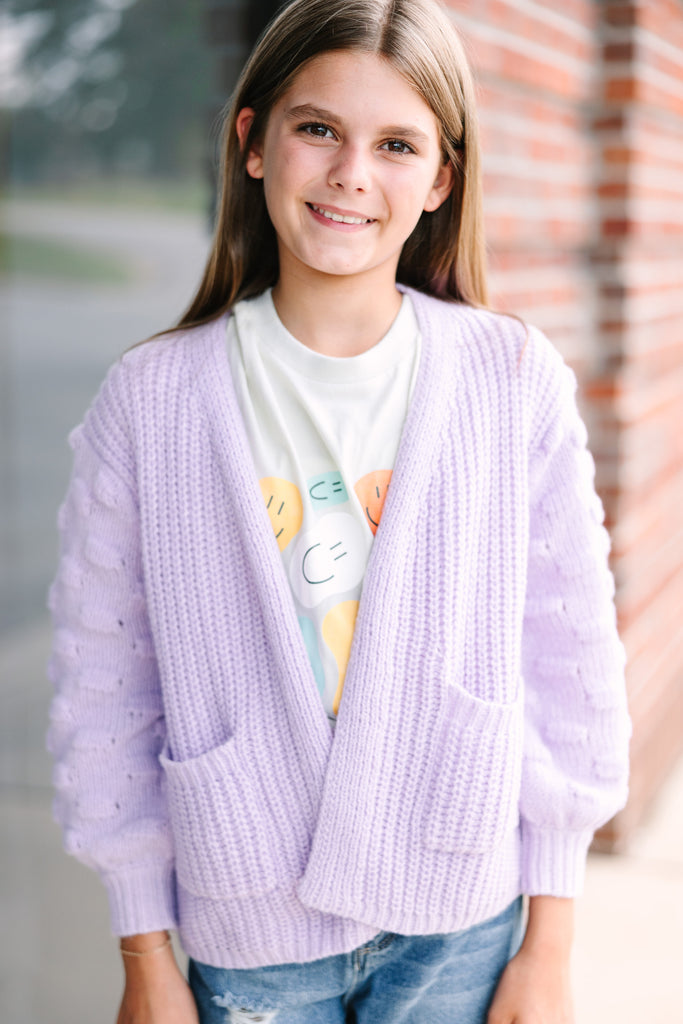 Girls 2025 purple cardigan