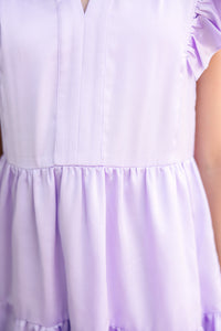 Girls: At This Time Lavender Purple Babydoll Dress