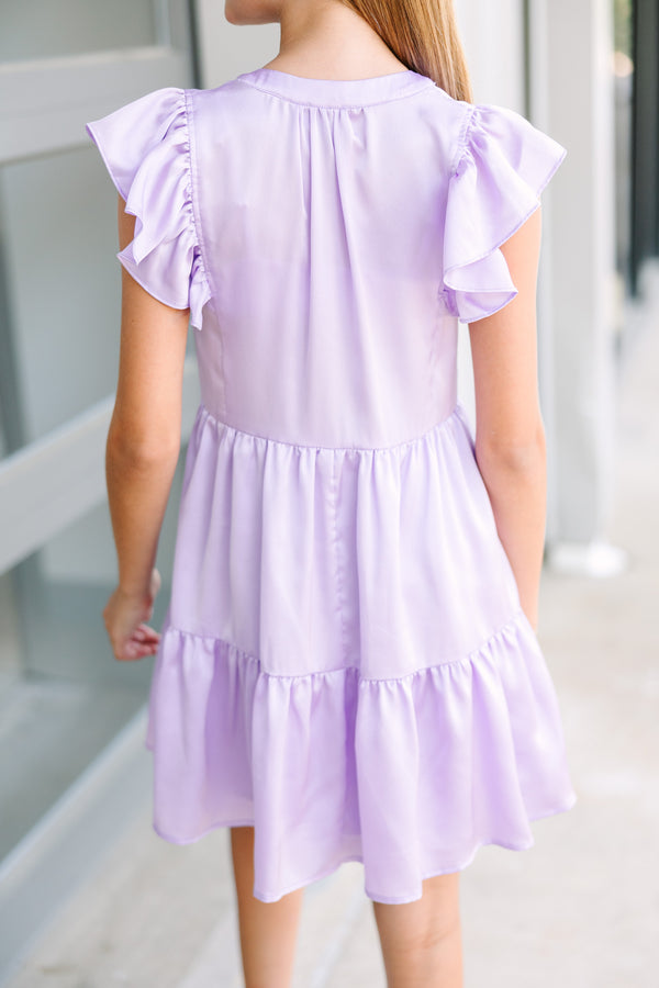 Girls: At This Time Lavender Purple Babydoll Dress