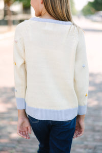 Girls: On The Way Multicolor Pom Pom Sweater Top