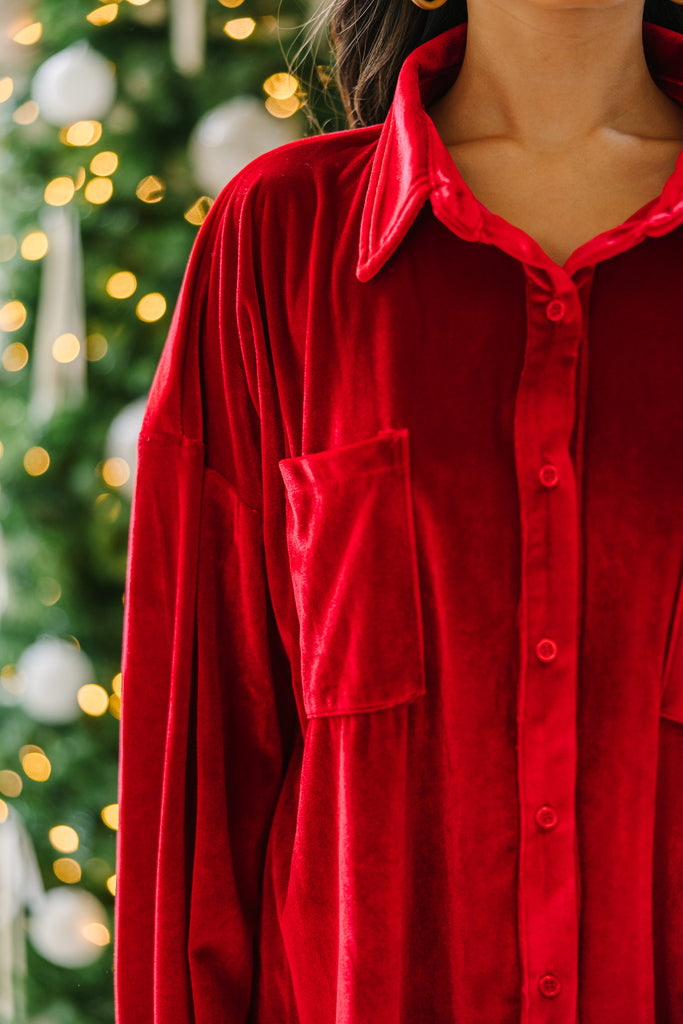 Looking At You Red Velvet Blouse Shop the Mint