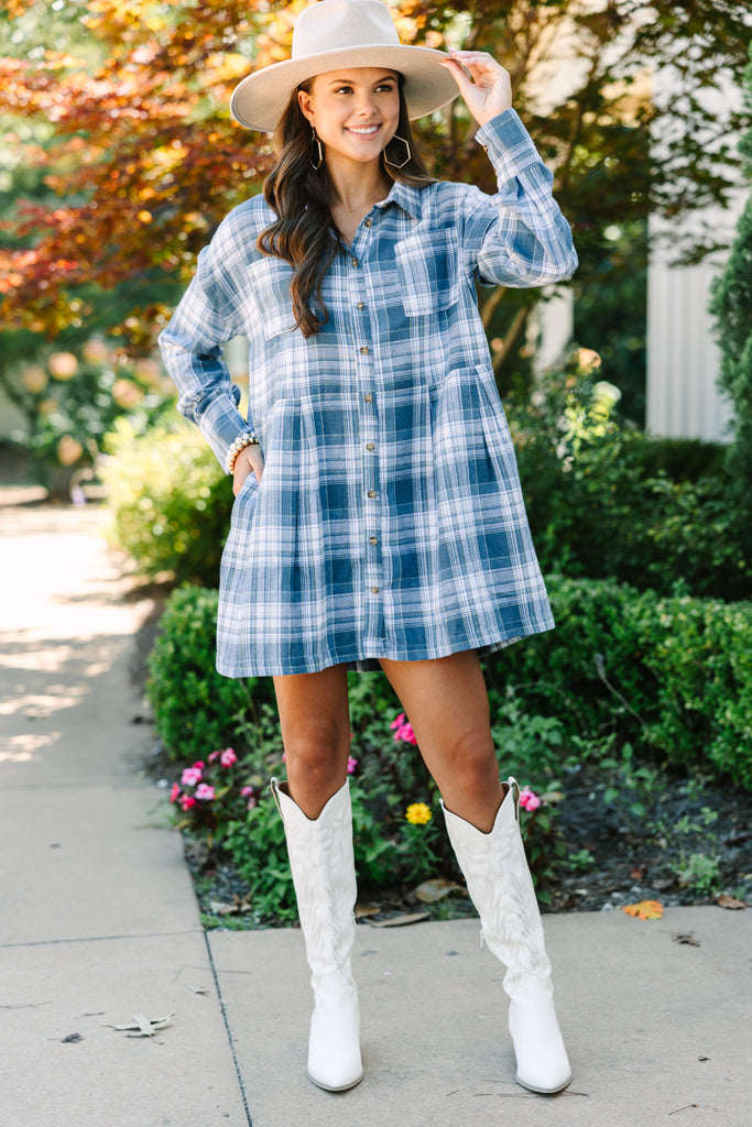 It's All Possible Blue Plaid Babydoll Dress Shop the Mint It's All Possible Blue Plaid Babydoll Dress Shop the Mint