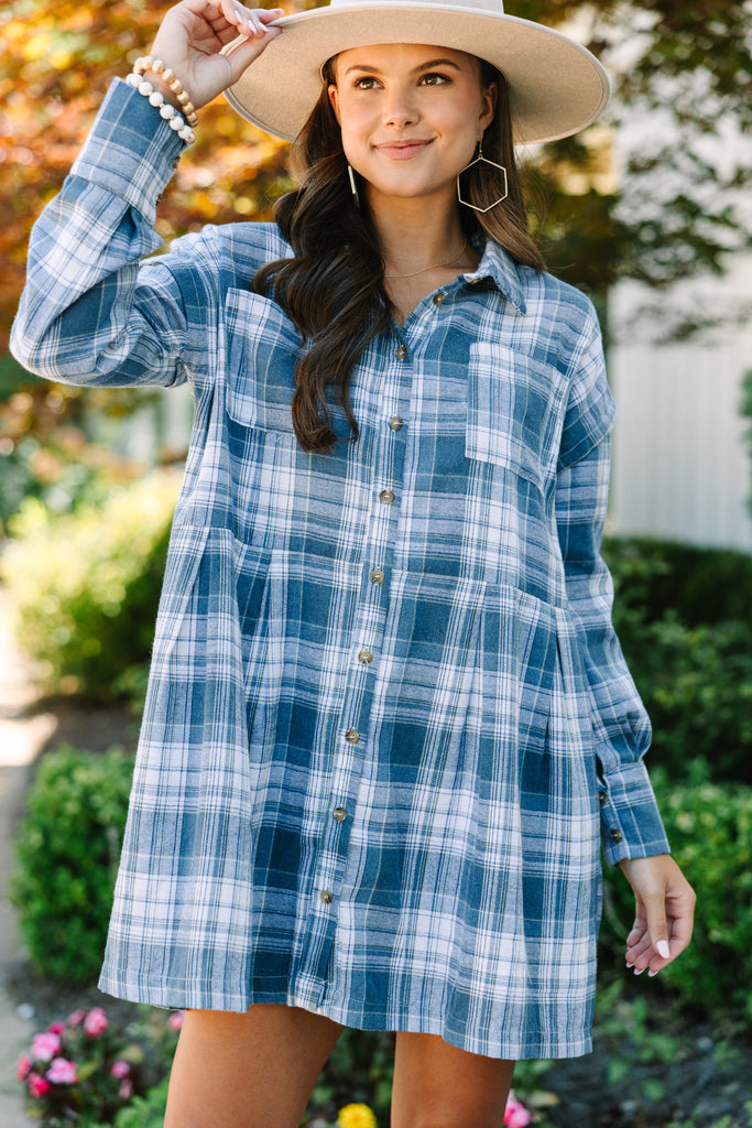 It's All Possible Blue Plaid Babydoll Dress – Shop the Mint