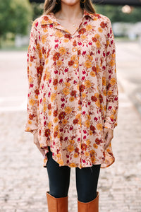 Taking Care Of You Peach Pink Floral Tunic