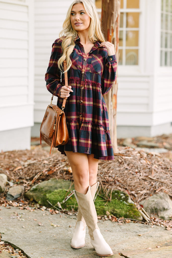 Find You Well Burgundy Red Plaid Dress Shop the Mint Find You Well Burgundy Red Plaid Dress Shop the Mint