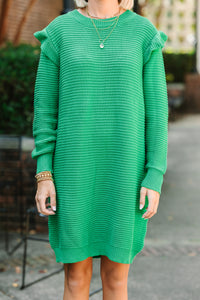 Wild About You Emerald Green Ribbed Sweater Dress