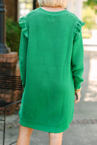 Wild About You Emerald Green Ribbed Sweater Dress