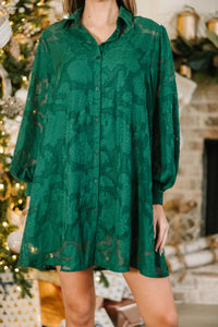 All In The Details Emerald Green Textured Dress