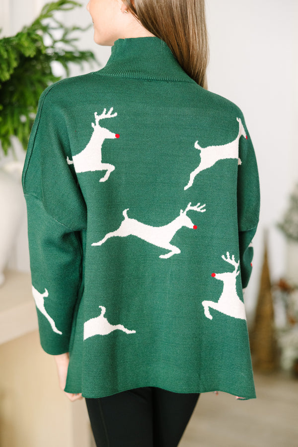 Girls: Quick Decisions Emerald Green Reindeer Sweater