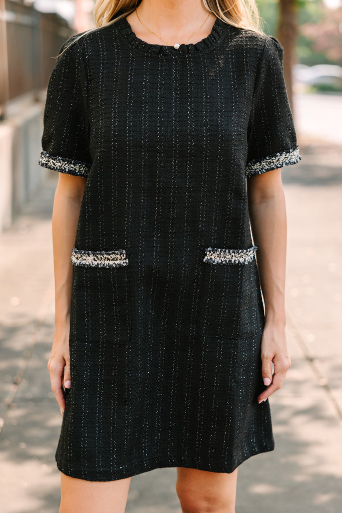 On Time Black Tweed Mini Shift Dress – Shop the Mint