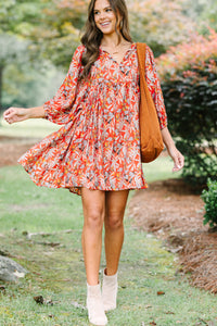 By Your Side Rust Orange Floral Dress
