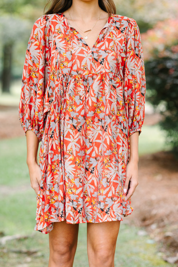By Your Side Rust Orange Floral Dress Shop the Mint By Your Side Rust Orange Floral Dress Shop the Mint
