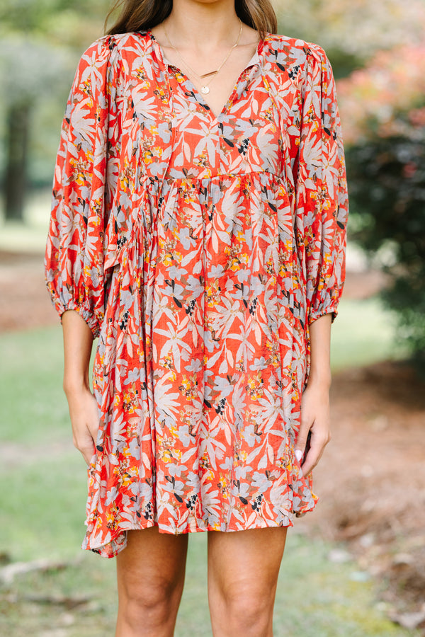 By Your Side Rust Orange Floral Dress