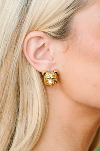 Yochi: Bulldog Gold Stud Earrings
