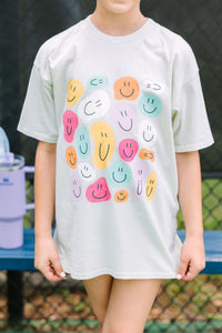 Girls: Stay Smiling Sage Graphic Tee