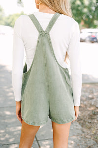 All You Can See Olive Green Denim Overalls