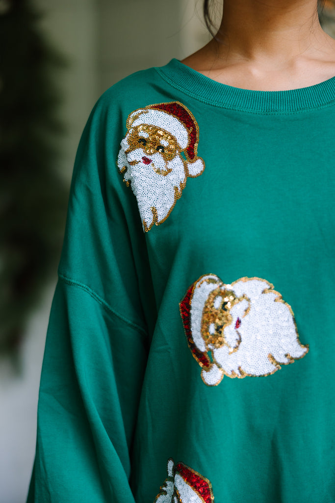 I Know Him Green Sequin Santa Pullover – Shop the Mint