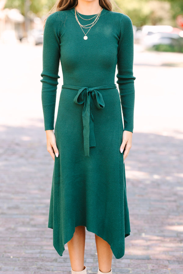 midi sweater dresses, green sweater dresses, fitted sweater dresses