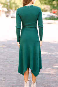 midi sweater dresses, green sweater dresses, fitted sweater dresses