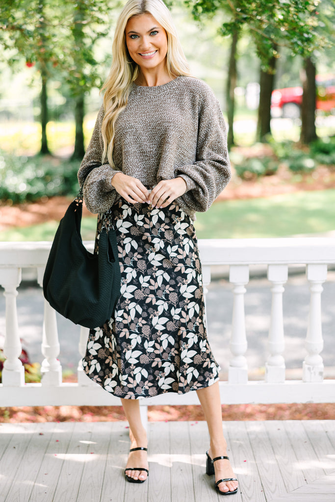 Running Wild Black Floral Midi Skirt – Shop the Mint