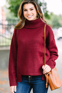 What A Day Burgundy Red Turtleneck Sweater