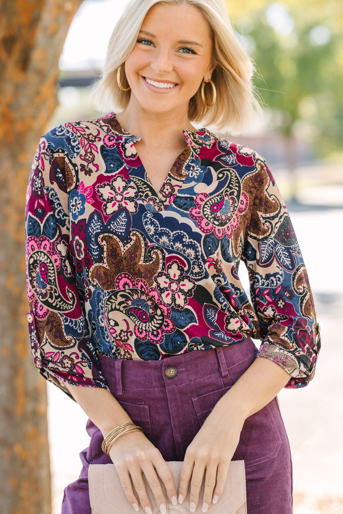 Front Bow Slit Wine Red Floral Crop Blouse For Women Square Neck Summer Sweet Tops