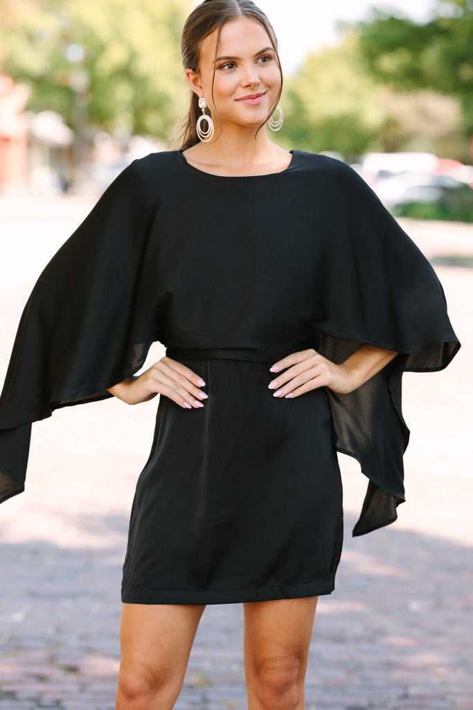 cape dress black Seven Wonders Satin – Shop the Mint size_true Galaxia | Black & The ASOS DESIGN exaggerated Size:Size 7-8