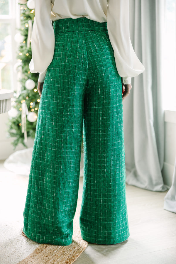 classic women's trousers, green wide leg pants, women's wide leg pants, holiday pant's for women