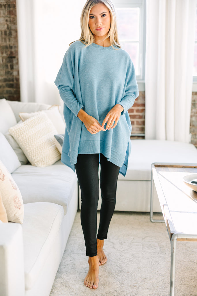 Always Fun Blue Brushed Knit Tunic – Shop the Mint