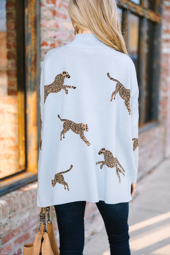 White cheetah sweater sale