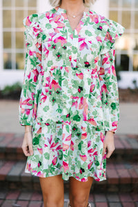 At This Time Green Floral Dress
