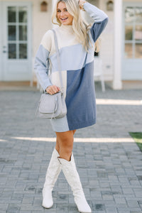 colorblock sweater dresses, blue seater dresses, sweater tunics
